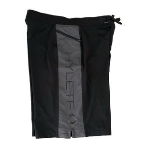 Hylete men’s Size Medium athletic shorts.  
Color: two-tone‎ black and grey